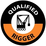 Qualified Rigger - 2" Diameter Hard Hat Labels are constructed from Durable, Pressure Sensitive or Reflective Vinyl, Sold 25 per pack