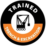 Trained Trench & Excavation - Hard Hat Labels are constructed from Durable, Pressure Sensitive or Reflective Vinyl, Sold 25 per pack