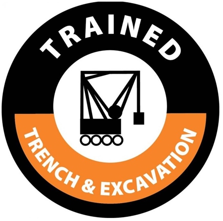 Trained Trench & Excavation - Hard Hat Labels are constructed from Durable, Pressure Sensitive or Reflective Vinyl, Sold 25 per pack