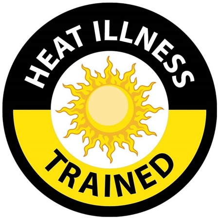 Heat Illness Trained - Hard Hat Labels are constructed from Durable, Pressure Sensitive or Reflective Vinyl, Sold 25 per pack