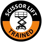 Scissor Lift Trained - Hard Hat Labels are constructed from Durable, Pressure Sensitive or Reflective Vinyl, Sold 25 per pack
