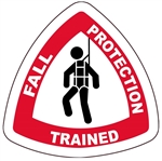 Fall Protection Trained - Hard Hat Labels are constructed from Durable, Pressure Sensitive Vinyl or Engineer Grade Reflective for maximum day or nighttime visibility.