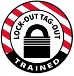 Trained Lockout Tagout - Lock it Out - Hard Hat Labels are constructed from Durable, Pressure Sensitive or Reflective Vinyl, Sold 25 per pack