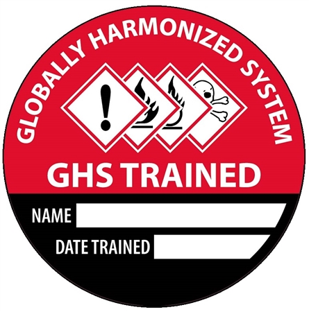 Globally Harmonized System (GHS) Trained- Hard Hat Labels are constructed from Durable, Pressure Sensitive Vinyl or Engineer Grade Reflective for maximum day or nighttime visibility.