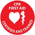 CPR First Aid Certified and Trained - Hard Hat Labels are constructed from Durable, Pressure Sensitive or Reflective Vinyl, Sold 25 per pack