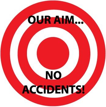 Our Aim No Accidents - Hard Hat Labels are constructed from Durable, Pressure Sensitive Vinyl, Sold 25 per pack