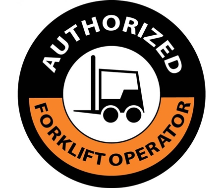 Authorized Forklift Operator - Hard Hat Labels are constructed from Durable, Pressure Sensitive or Reflective Vinyl, Sold 25 per pack