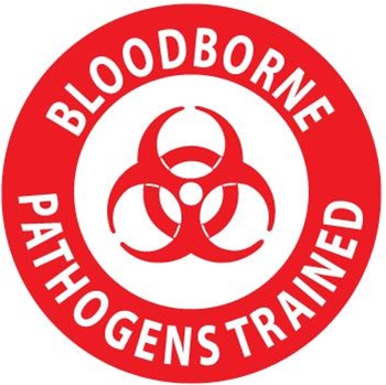 Bloodborne Pathogens Trained - Hard Hat Labels are constructed from Durable, Pressure Sensitive or Reflective Vinyl, Sold 25 per pack