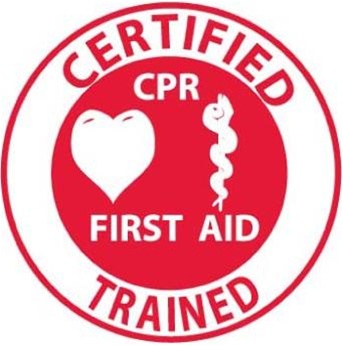 Certified CPR First Aid Trained - Hard Hat Labels are constructed from Durable, Pressure Sensitive or Reflective Vinyl, Sold 25 per pack