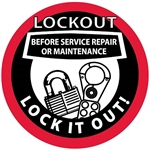 Lockout Before Service Repair or Maintenance - Lock it Out - Hard Hat Labels are constructed from Durable, Pressure Sensitive or Reflective Vinyl, Sold 25 per pack
