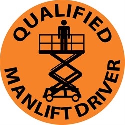 Qualified Manlift Driver - Hard Hat Labels are constructed from Durable, Pressure Sensitive or Reflective Vinyl, Sold 25 per pack