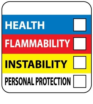 Hazardous Material Identification Labels on a Roll  - 250 - 2 X 2 or 4 X 4 Paper and Vinyl Pressure Sensitive