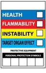 Right to Know Label - Health, Flammability, Instability and Personal Protection 6 X 4 Sold 10 per Pack