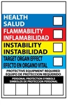 Bilingual Right to Know Label - Health, Flammability, Instability and Personal Protection 6 X 4 Sold 10 per Pack