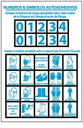 Spanish Personal Protection Numbers & Symbols Sold 10 sheets per Pack, Use with labels HM36 & HM42