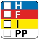 HFIP Labels on a Roll - Health, Flammability, Instability and (PPE) Personal Protection - 1 X 1 Pressure Sensitive Paper