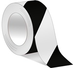 Black/White Hazard Warning Tape - Available in 2 and 3 inch widths X 18 or 36 Yard Rolls