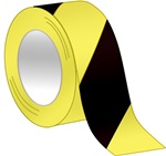 Black & Yellow Hazard Tape - Available in 2 and 3 inch widths  X 18 or 36 Yard Rolls