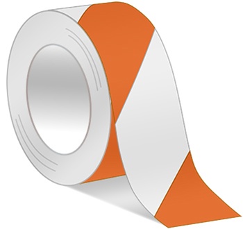 Orange/White Hazard Warning Tape - Available in 2 and 3 inch widths  X 18 or 36 Yard Rolls