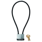 Master Lock 107DSPT Braided Steel Cable with 1-1/8-inch (29 mm) wide laminated steel 4-pin tumbler lock for superior strength.