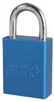 American Lock A1105BLU Safety Series Padlock  - Blue anodized aluminum padlock - 1 inch hardened steel chrome plated shackle.