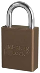 Brown, American Lock 1105BRN Safety Series Padlock, Brown anodized aluminum padlock - 1 inch hardened steel chrome plated shackle.