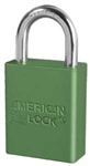 Green, American Lock A1105GRN Lockout Padlock- Green color coded anodized aluminum padlock - 1 inch hardened steel chrome plated shackle.