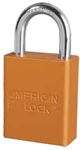 American Lock A1105ORJ Lockout Padlock- Orange anodized aluminum padlock - 1 inch hardened steel chrome plated shackle.