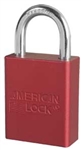 Red, American Lock A1105RED Lockout Padlock - Red color coded aluminum padlock - 1 inch hardened steel chrome plated shackle.