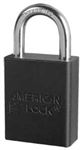Black, American Lock A1105BLK Lockout Padlock - Black anodized aluminum padlock - 1 inch hardened steel chrome plated shackle.