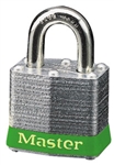 Master™ Lock 3GRN No, 3 Green Bumper Steel Body Lockout Padlock - 3/4 inch Shackle - Safety Padlock features color coded bumper supplied for identification and protection.