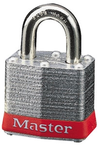 Master™ Lock 3RED No. 3 Red Bumper Steel Body Lockout Padlock - 3/4 inch Shackle - Safety Padlock features color coded bumper supplied for identification and protection.