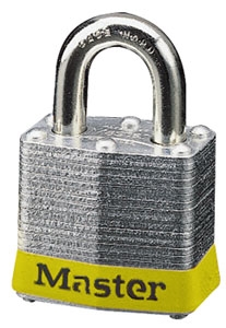 Master™ Lock 3YLW No. 3 Yellow  Bumper Steel Body Lockout Padlock - 3/4 inch Shackle - Safety Padlock features color coded bumper supplied for identification and protection.