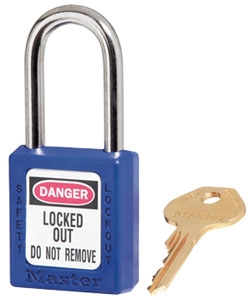 Blue Master™ Lock 410BLU Safety Series Lockout Padlock - 1 1/2 inch Shackle - Safety Padlock features a Danger label