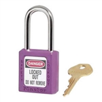 Purple Master™ Lock 410PRP Safety Series Lockout Padlock - 1 1/2 inch Shackle - Safety Padlock features a Danger label
