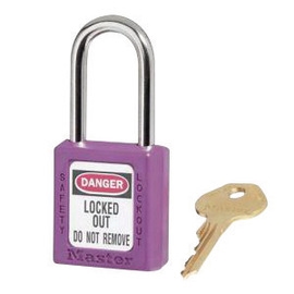 Purple Master™ Lock 410PRP Safety Series Lockout Padlock - 1 1/2 inch Shackle - Safety Padlock features a Danger label
