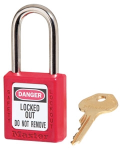 Red Master™ Lock 410RED Safety Series Lockout Padlock - 1 1/2 inch Shackle - Safety Padlock features a Danger label