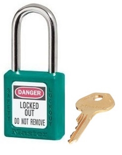Teal Master™ Lock 410TEAL Safety Series Lockout Padlock - 1 1/2 inch Shackle - Safety Padlock features a Danger label