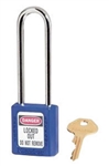 Blue, Master™ Lock 410LTBLU Series Lockout Padlock - Extra Length 3" Shackle Clearance.