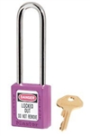 Purple, Master™ Lock 410LTPRP Series Lockout Padlock - Extra Length 3" Shackle Clearance.