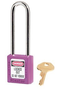 Purple, Master™ Lock 410LTPRP Series Lockout Padlock - Extra Length 3" Shackle Clearance.