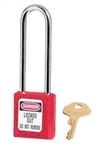 Red, Master™ Lock 410LTRED Series Lockout Padlock - Extra Length 3" Shackle Clearance.