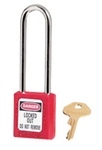 Red, Master™ Lock 410LTRED Series Lockout Padlock - Extra Length 3" Shackle Clearance.