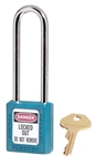 Teal, Master™ Lock 410LTTEAL Series Lockout Padlock - Extra Length 3" Shackle Clearance.