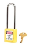 Yellow, Master™ Lock 410LTYLW Series Lockout Padlock - Extra Length 3" Shackle Clearance.