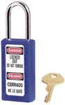 Blue, Master™ Lock 411BLU Safety Series Lockout Padlock - 1-1/2 inch Shackle Clearance, Bilingual Safety Padlock