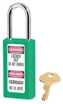 Green, Master™ Lock, Green 411GRN Series Lockout Padlock with 1-1/2" High Shackle Clearance. OSHA Compliant.