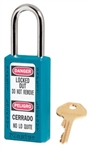 Teal, Master™ Lock 411TEAL Safety Series Lockout Padlock - 1-1/2 inch Shackle Clearance.