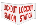 Lockout Station 3-Way Sign, Unique 180° construction design that stands out