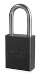 Black, American Lock A1106BLK Lockout Padlock - Black anodized aluminum padlock - 1-1/2 inch hardened steel chrome plated shackle.